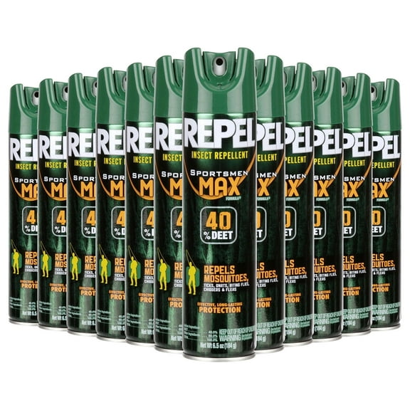 Repel Sportsmen Max Insect Repellent 40% DEET Aerosol Spray, 6.5 oz, 12 Pack