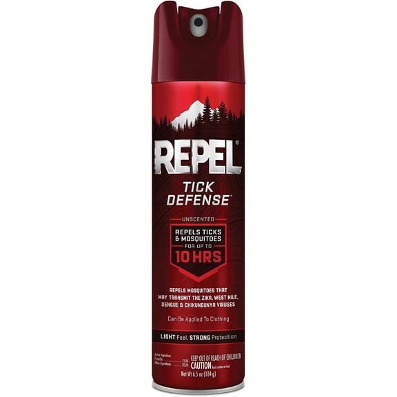 Repel Tick Defense Aerosol Spray - 15% Picaridin, Unscented - 6 Pack, 6.5 oz Each