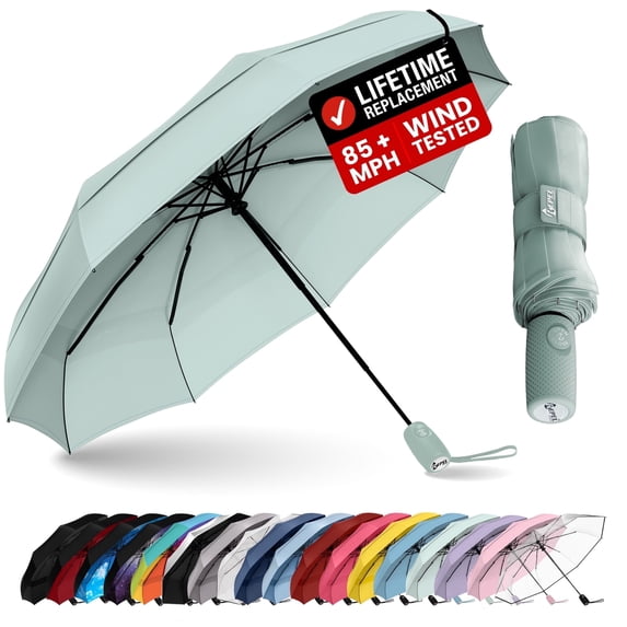 Repel Travel Umbrella Compact Rain & UV Protection, Windproof up to 85 MPH
