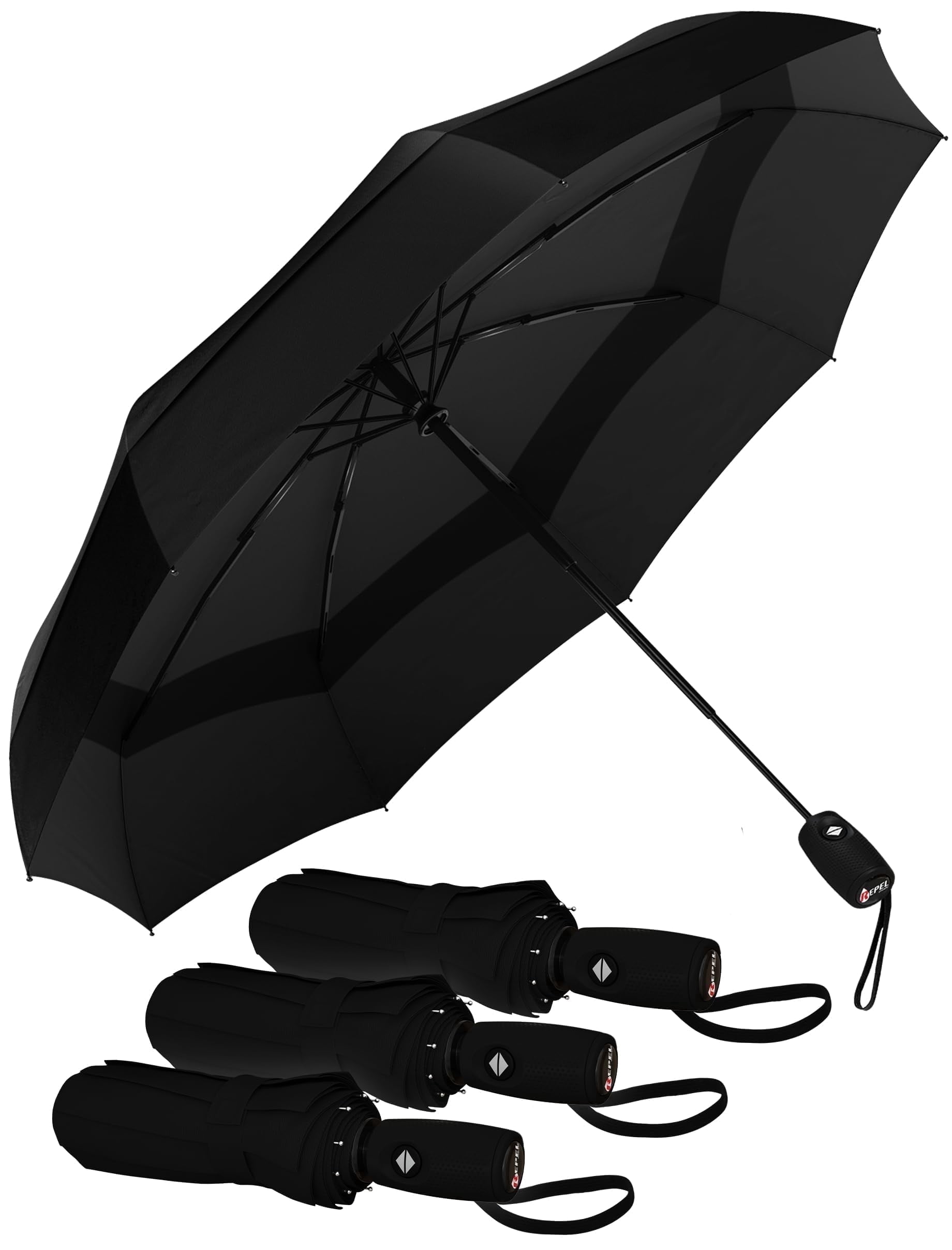 Repel Travel Umbrella in Black - 3 Pack