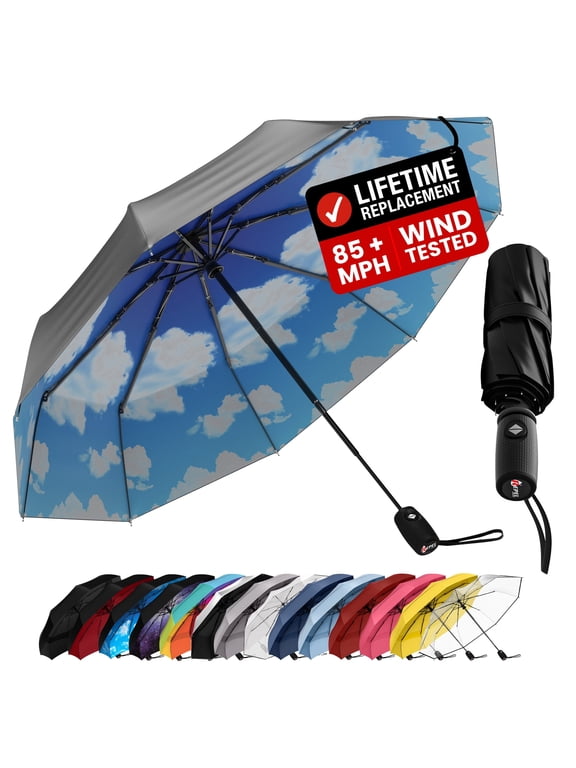 Repel Windproof Travel Umbrella, Auto Open Close Folding Umbrella Wind Tested to 100MPH