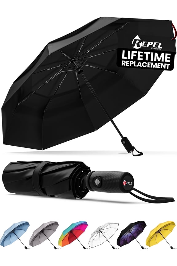 Repel Travel Umbrella Compact Rain & UV Protection, Windproof up to 85 MPH