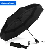 Repel Umbrella Windproof Travel Umbrella Teflon Coated Double Vented Canopy Sun Protection, Black