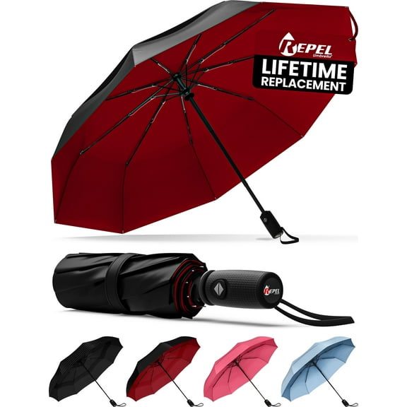 Repel Umbrella – Windproof Travel Umbrella Compact, UV Protection, Double-Vented Canopy, Portable