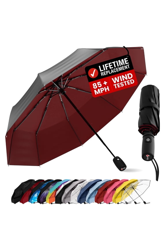 Repel Windproof Travel Umbrella, Auto Open Close Folding Umbrella Wind Tested to 100MPH