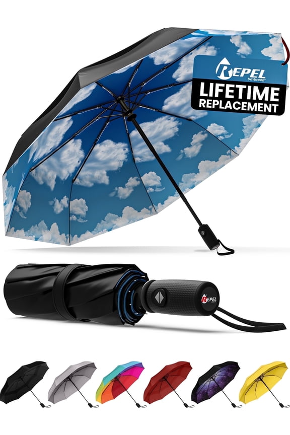 Repel Travel Umbrella Compact Rain & UV Protection, Windproof up to 85 MPH