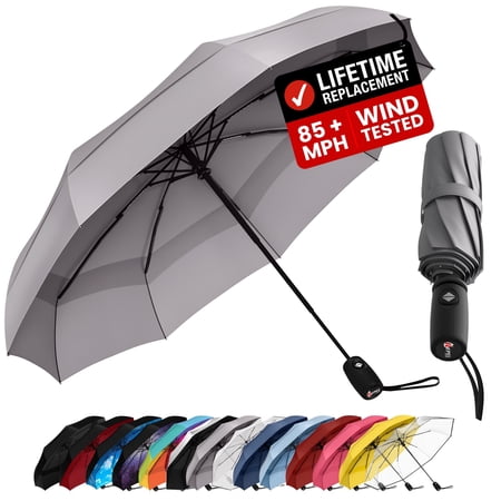 Repel Windproof Travel Umbrella, Auto Open Close Folding Umbrella Wind Tested to 100MPH