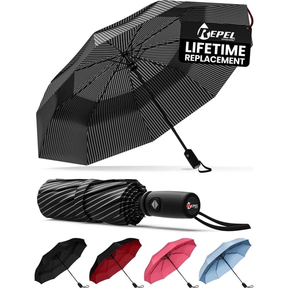 Repel Travel Umbrella Compact Rain & UV Protection, Windproof up to 85 MPH