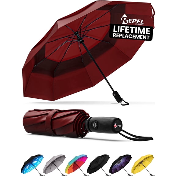 Repel Travel Umbrella Compact Rain & UV Protection, Windproof up to 85 MPH