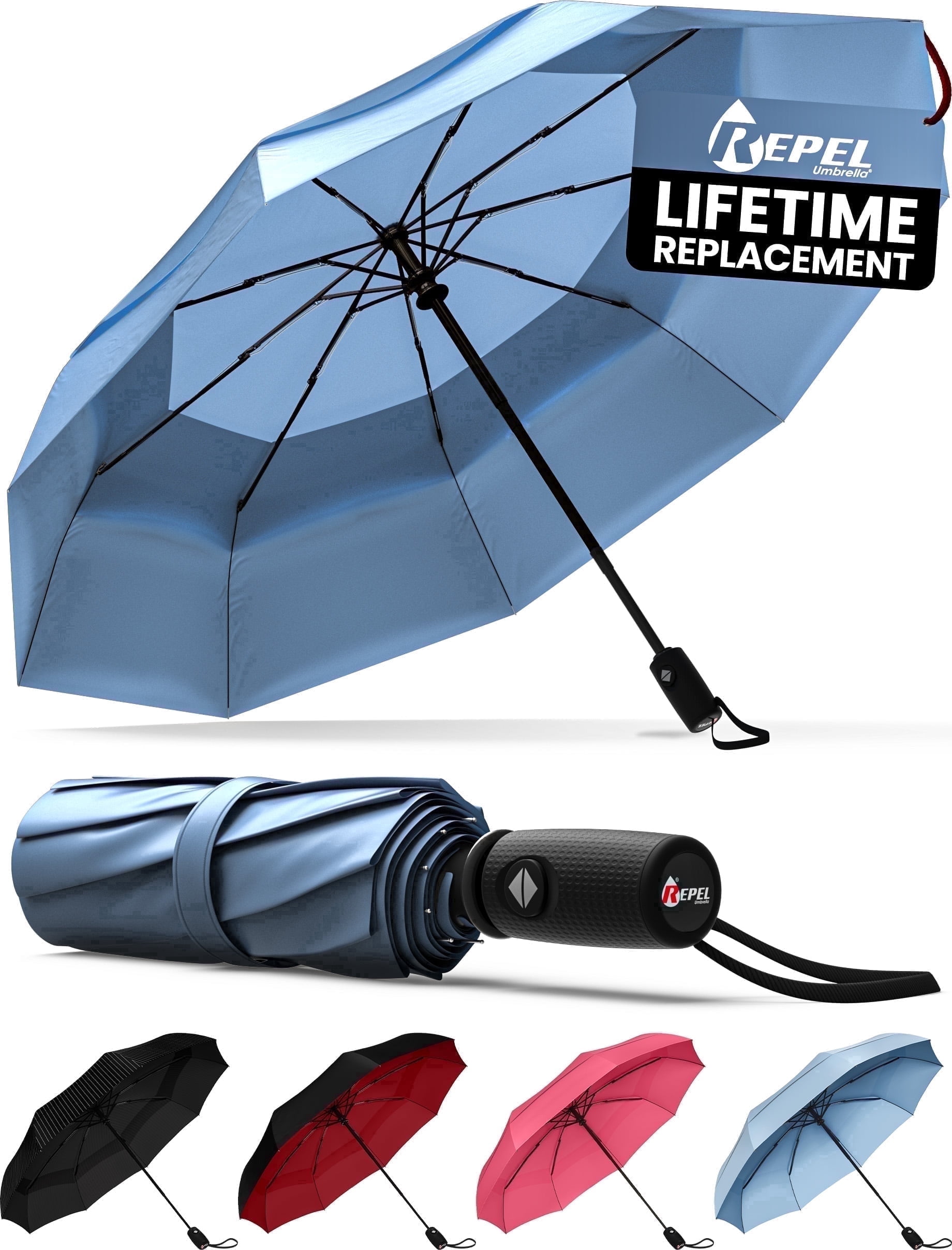 Repel Windproof Travel Umbrella, Auto Open Close Folding Umbrella Wind Tested to 100MPH