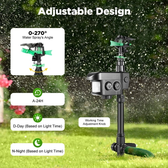 Repeller Scarecrow Motion Activated Solar Hydro Critter Blaster Animal Sprinkler for Gardens, Orchards, Landscaped Areas, Lawns, Vegetable Fields, And yards