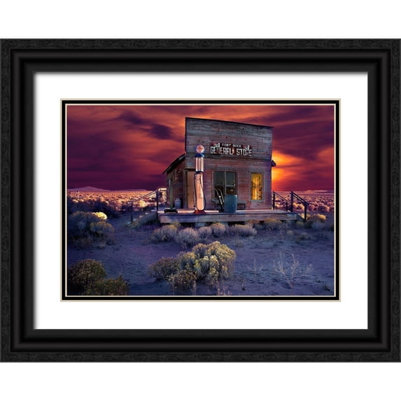 Repelnig, Hans 32x24 Black Ornate Wood Framed with Double Matting Museum Art Print Titled - Late Night Shopping