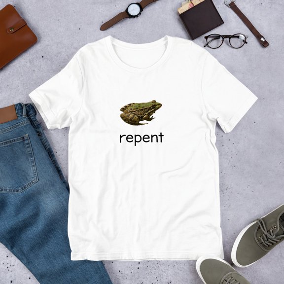 Repent Frog T-Shirt Funny Frog Meme Graphic Tee, Y2K Weirdcore Humor Shirt