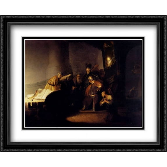 Repentant Judas Returning The Pieces Of Silver 2x Matted 34x28 Large Black Ornate Framed Art Print by Rembrandt