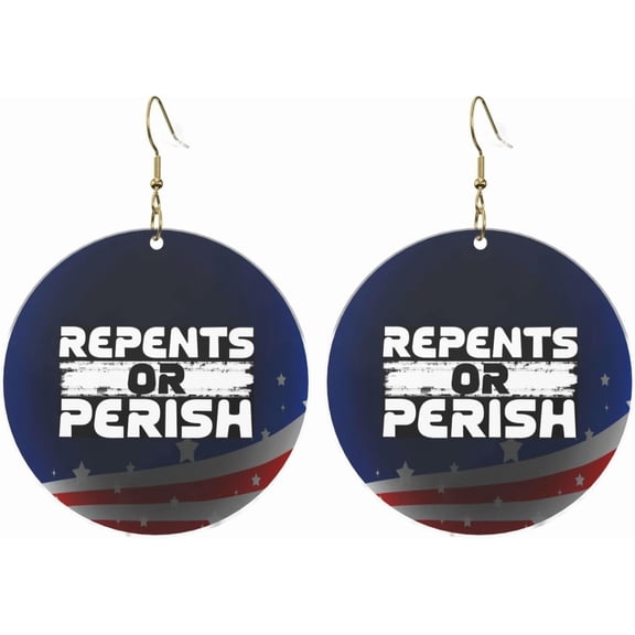 Repents Or Perish Elegant Chic Round Acrylic Earrings Lightweight Versatile For All Occasions[m348]