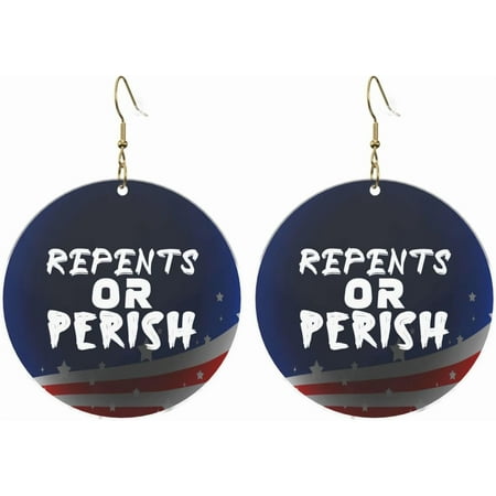 Repents Or Premium Perish Stylish Round Acrylic Earrings lightweight comfortable Variable For All Occasions[t248]