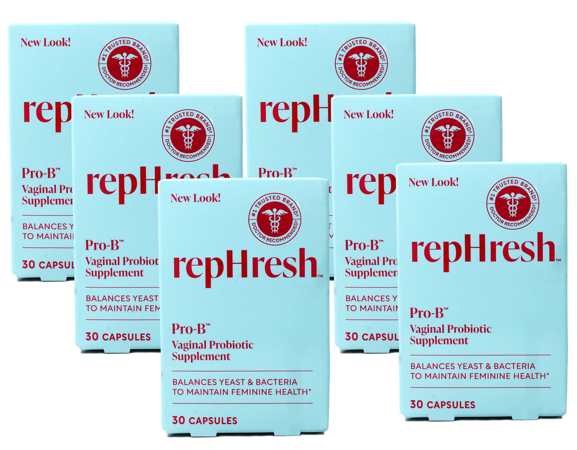 Rephresh Pro-B Probiotic Feminine Supplement Capsules, 30 Ea, 6 Pack