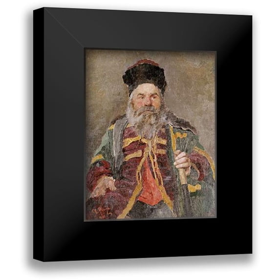 Repin, Ilia Efimovich 12x14 Black Modern Framed Museum Art Print Titled - Portrait of a Cossack Nobleman