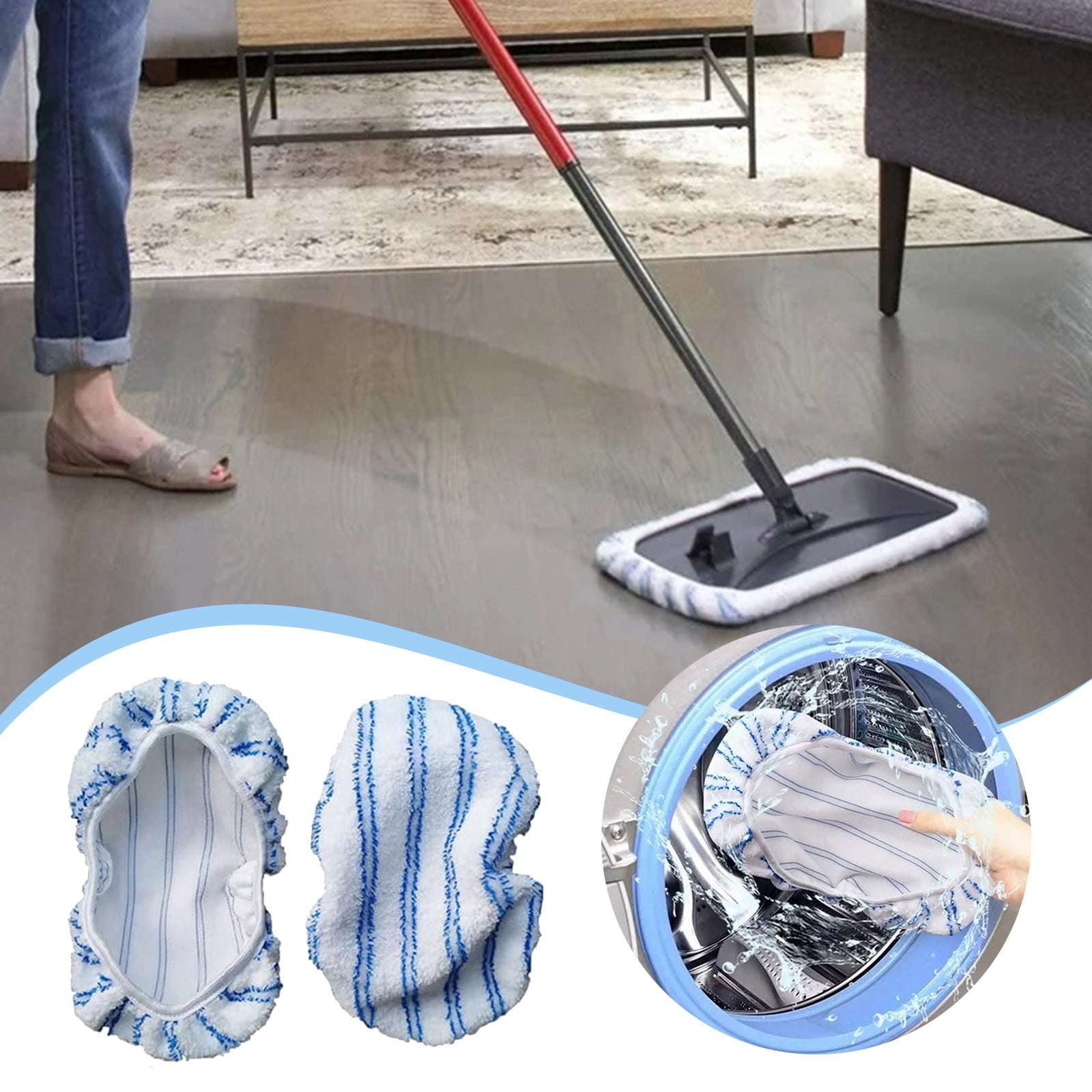 Replac Wet Mop Pads Floor Mop Cleaning Microfiber Pads Stiffer Sweeper