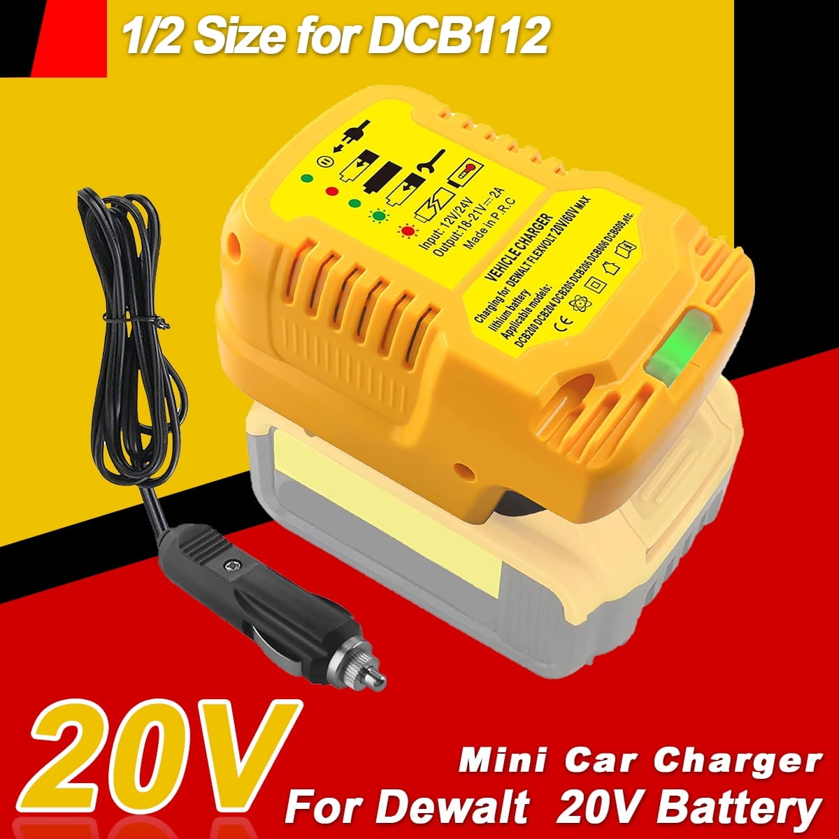 dewalt cigarette lighter charger Replace DCB112 Mini Car Charger for Dewalt 20V Battery, Portable Quick Car  Charger for Dewalt 20V/60V, Cigarette Lighter Plug, 1/2 Size for DCB112  (only for 20V/60V Battery)