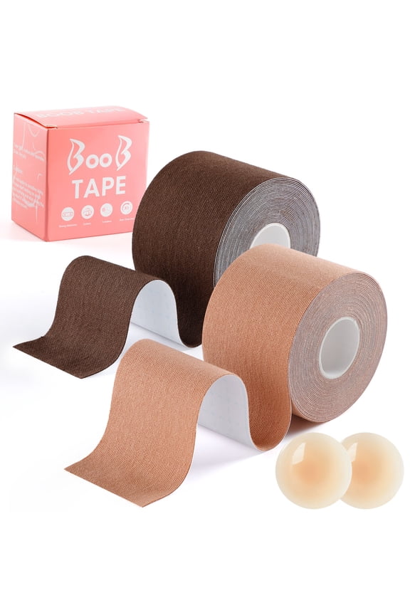 Replace Your Bra-Instant Breast Tape Waterproof Non-woven Sticky Bra Sticky Tape for Breast Lift Size from A to G Cup ,Breast Lift Tape, 2 Nipple Cover,2 Pack