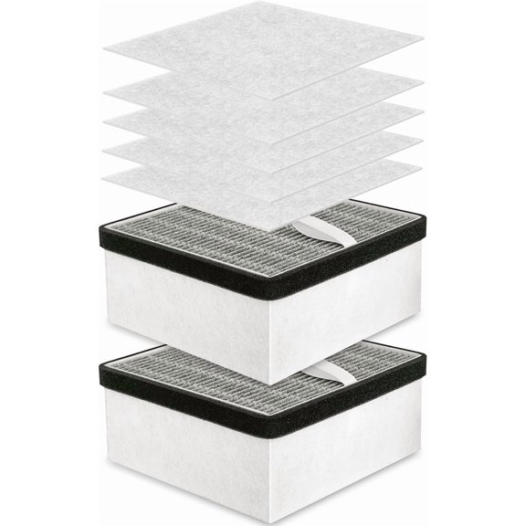 Replaceable Filter Set Compatible with FumeClear FC2001A Solder Fume Extractor, 5pcs pre-Filters and 2pcs 2-in-1 Hepa High Efficiency Coconut Shell Activated Carbon Main Filter