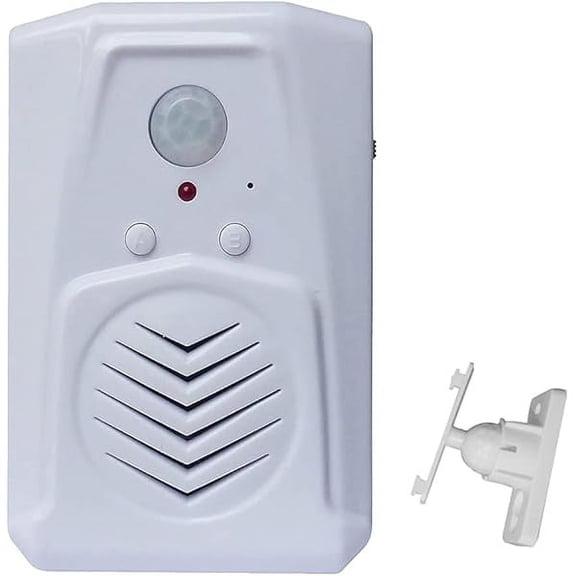 Replaceable Voice PIR Infrared Motion Sensor Activated MP3 YJJSKEJIo Files to Play Speech for Welcome Doorbell,Shop Store,Halloween,Christmas,Sound Player Speaker with USB Cable (White)