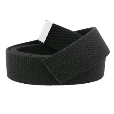 Replacement 1.5" Wide Military Canvas Web Belt with Silver Tip   Small Black