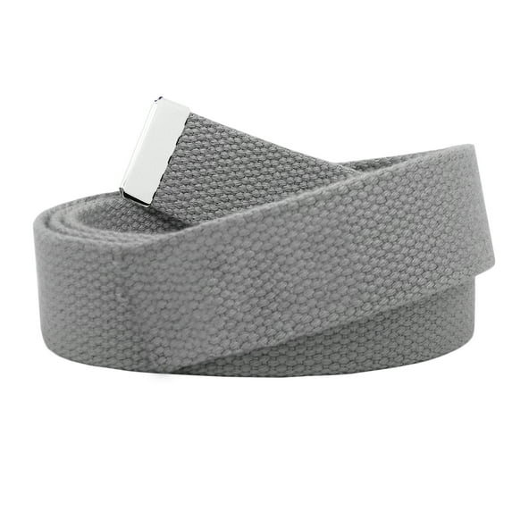 Replacement 1.5" Wide Military Canvas Web Belt with Silver Tip Small Gray