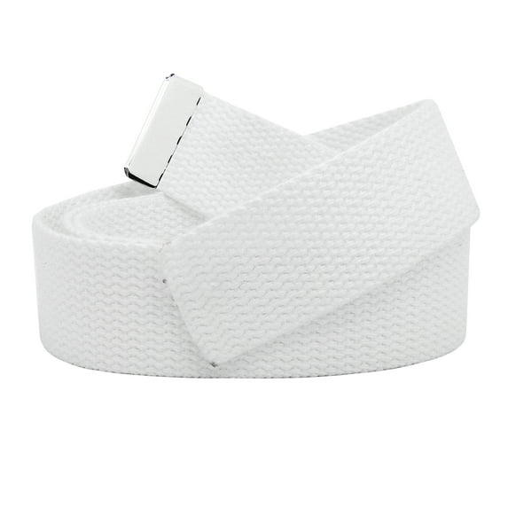 Replacement 1.5" Wide Military Canvas Web Belt with Silver Tip Small White