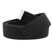 Replacement 1.5" Wide Military Canvas Web Belt with Silver Tip X-Large Black