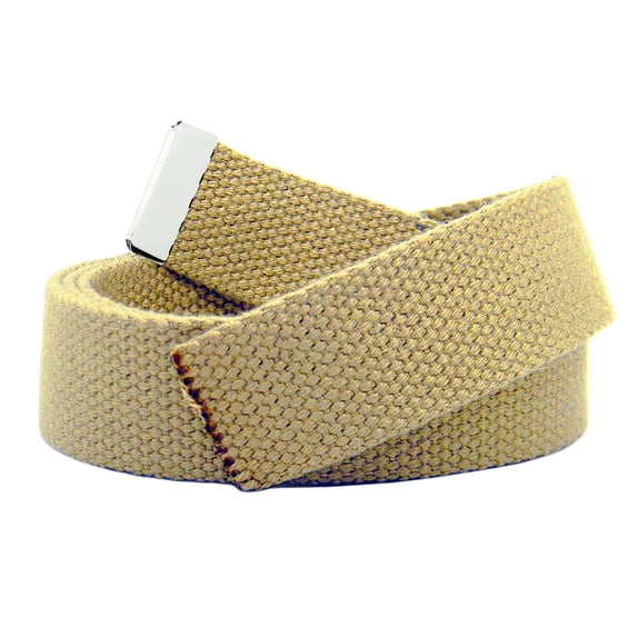 Replacement 1.5" Wide Military Canvas Web Belt with Silver Tip X-Large Khaki