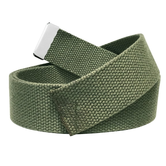 Replacement 1.5" Wide Military Canvas Web Belt with Silver Tip   X-Large Olive Green