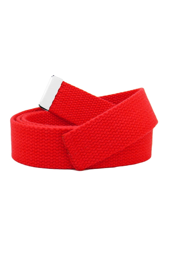 Replacement 1.5" Wide Military Canvas Web Belt with Silver Tip XX-Large Red