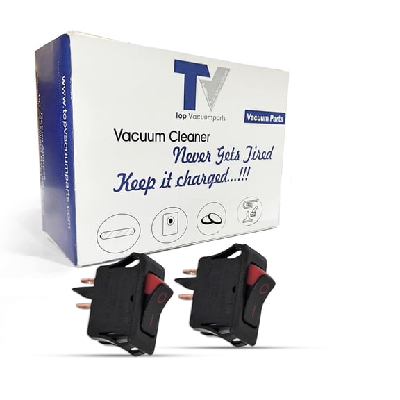 Replacement 1-Speed On/Off Rocker Handle Switch Black/Red Fits for Oreck Type 6 XL7 Upright Vacuum Compatible with U3840, U3800HH, U3774 2-Terminal Switch, 2PK