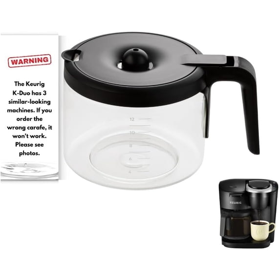 Replacement 12-Cup Coffee Pot Carafe for Keurig K-Duo Essentials & K-Duo Essentials Hot & Cold Brewer Models (K-Duo ESSENTIALS)