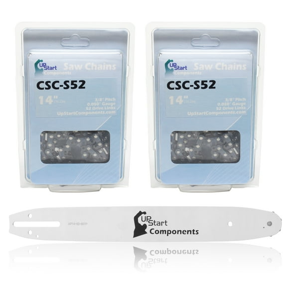 Replacement 14" Single Rivet Bar and 14" Semi Chisel Chain Combo for Echo CS-360 Chainsaw (14" Length, 3/8" Pitch, 0.050" Gauge, 52 Drive Links, 7 Sprocket Nose Tooth) 1 Bar 2 Chains