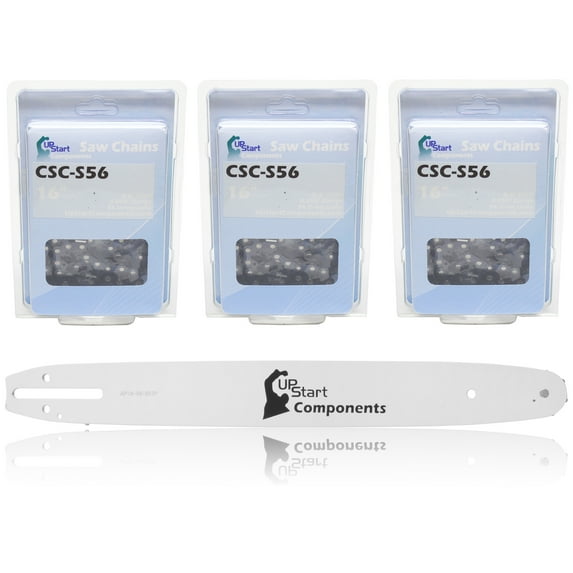 Replacement 16" Single Rivet Bar and 16" Semi Chisel Chain Combo for Echo CS-370 Chainsaw (16" Length, 3/8" Pitch, 0.050" Gauge, 56 Drive Links, 7 Sprocket Nose Tooth) 1 Bar 3 Chains