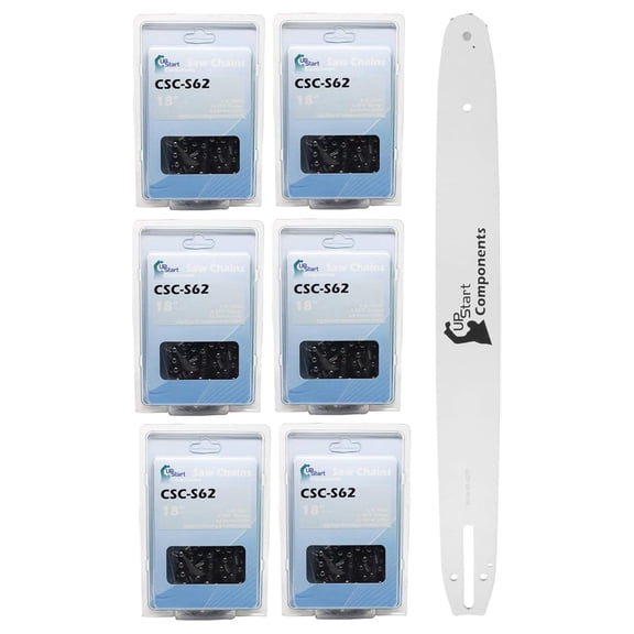Replacement 18" Single Rivet Bar and 18" Semi Chisel Chain Combo for Echo CS-400 Chainsaw (18" Length, 3/8" Pitch, 0.050" Gauge, 62 Drive , 7 Sprocket Nose Tooth) 1 Bar 6 Chains