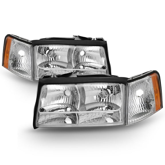 Replacement 1997 1998 1999 Cadillac Deville Headlights Headlamps w/Corner Lights