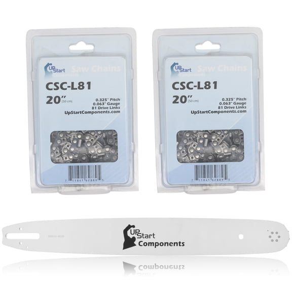 Replacement 20" Multi Rivet and 20" L81 Chain Combo for Stihl MS 270 Chainsaw (20" Length, .325" Pitch, 0.063" Gauge, 81 Drive Links, 12 Sprocket Nose Tooth) 1 Bar 2 Chains