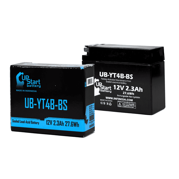 Replacement 2006 Yamaha TTR50E 50CC Factory Activated, Maintenance Free, Motorcycle Battery - 12V 2.3Ah, UB-YT4B-BS