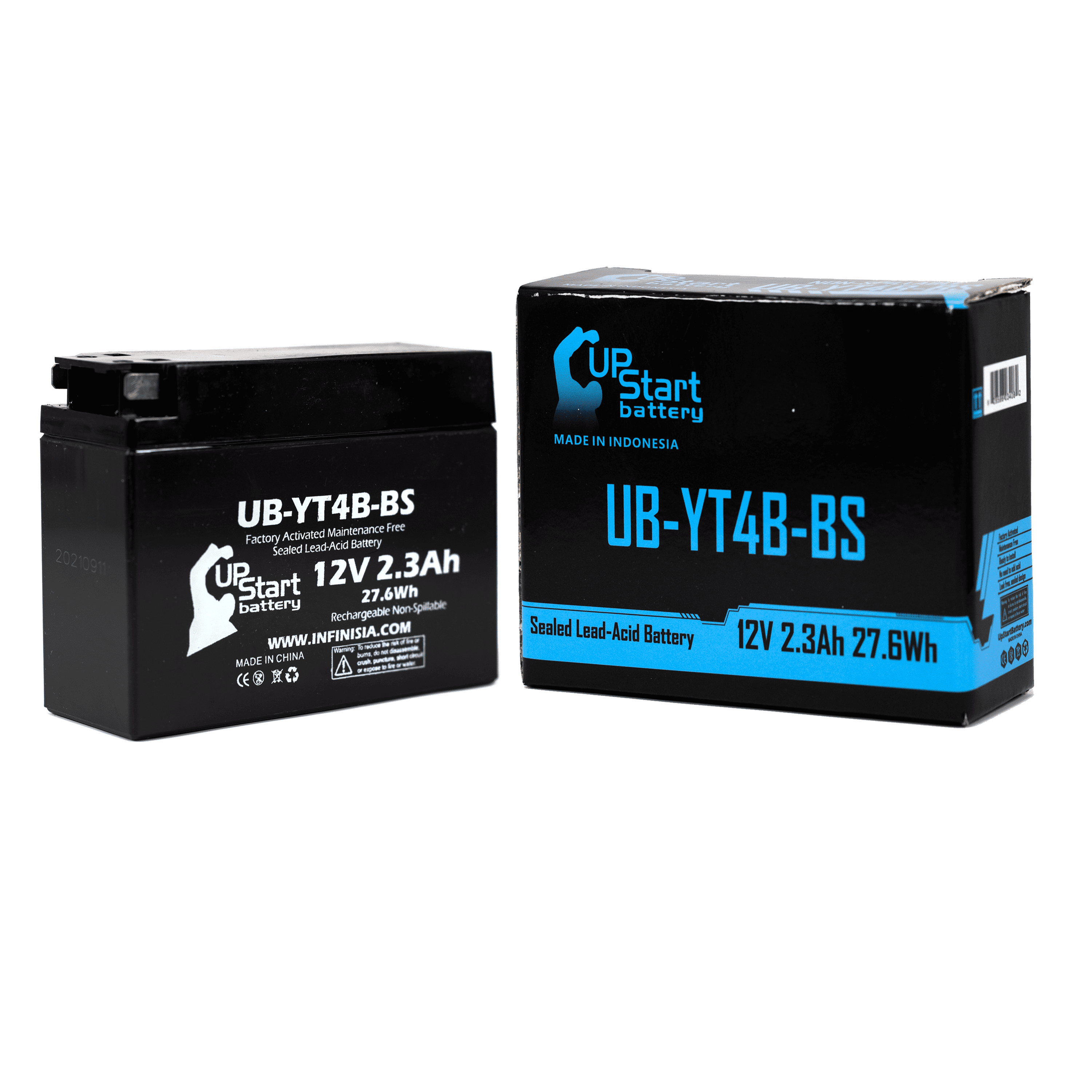 Replacement 2008 Yamaha TTR110E 110CC Factory Activated, Maintenance Free, Motorcycle Battery - 12V, 2.3Ah, UB-YT4B-BS