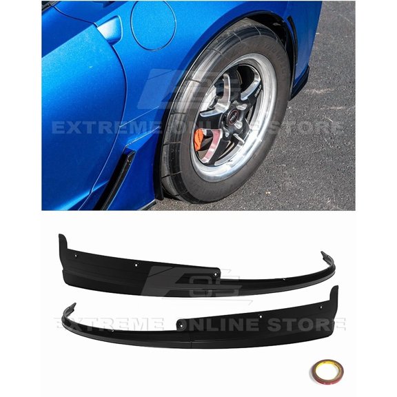 Replacement For 2014-2019 Chevrolet Corvette C7 Stingray & Z51 Models | GM Factory XL Extended Style ABS Plastic - Matte Black Rear Side Fender Quarter Panel Extension Mud Guard Pair