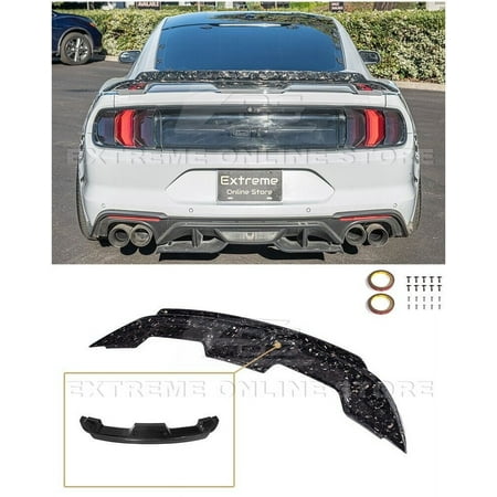 Replacement For 2015-2023 Ford Mustang ALL Models | GT500 Style FORGED CARBON FIBER Rear Trunk Lid Wing With Wickerbill Extension Spoiler SPOILER-280-FORGED