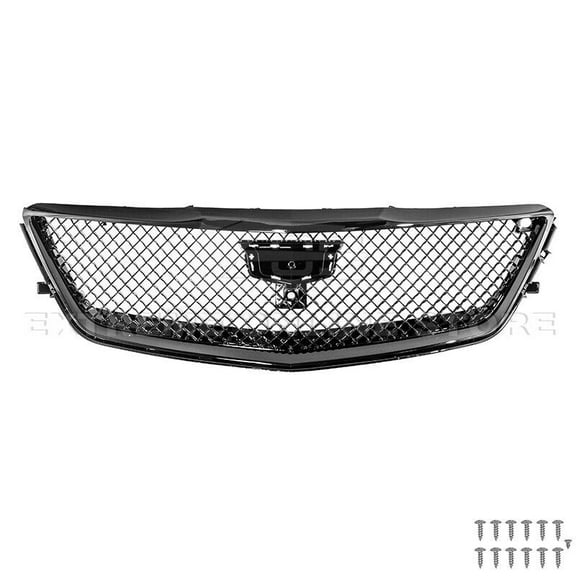 Replacement For 2016-2020 Cadillac CT6 Models | CT6-V Blackwing Style ABS Plastic - PAINTED GLOSSY BLACK Front Bumper Upper Grille & Surrounding Trim Insert Cover