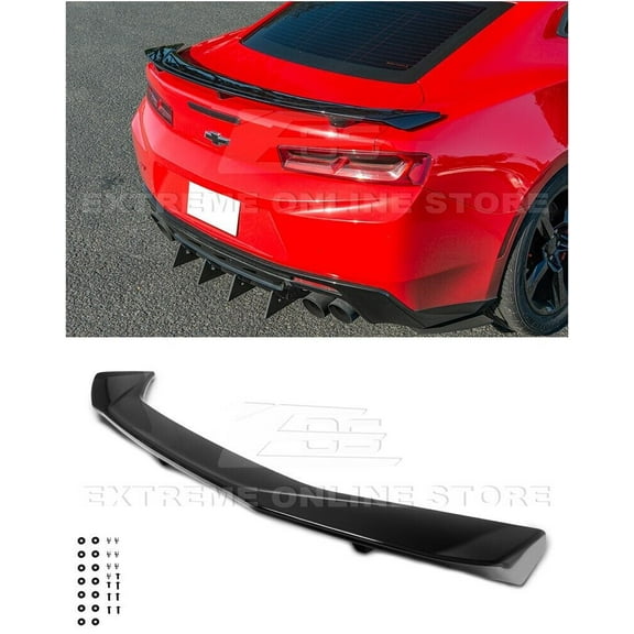 Replacement For 2016-Present Chevrolet Camaro ALL Models | ZL1 GM Factory Style ABS Plastic Painted Glossy Black Rear Trunk Lid Wing Spoiler (ABS Plastic - Painted Glossy Black)
