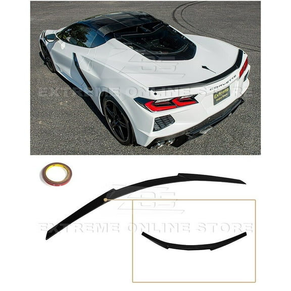 Replacement For 2020-Present Chevrolet Corvette C8 Base Models | GM Factory Z51 Air Design Low Profile Style ABS Plastic - Matte Black Rear Trunk Lid Wing Spoiler