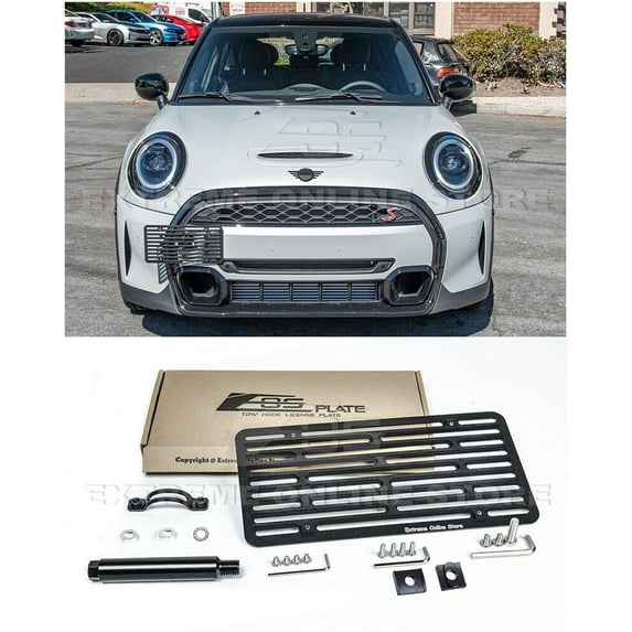 Replacement for 2022-Present Mini Cooper F55 F56 F57 Models | EOS Plate Version 2 Full Sized Front Bumper Tow Hook License Relocator Mount Bracket Tow-590-V2