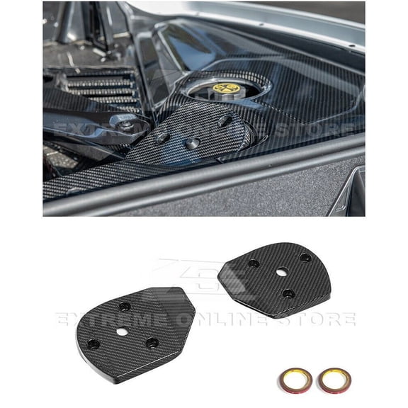 Replacement For 2023-Present Chevrolet Corvette C8 Models With Magnetic Ride | GM Factory Style Dry PrePreg Carbon Fiber Rear Engine Bay Trim Struct Vent Cover Pair